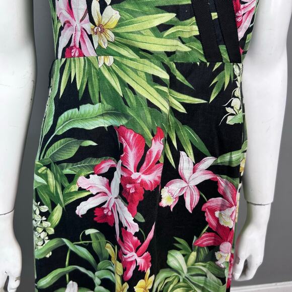 Tommy Bahama Dress Linen Size 8 Tropical Hawaiian halter midi vacation retro - Picture 6 of 9